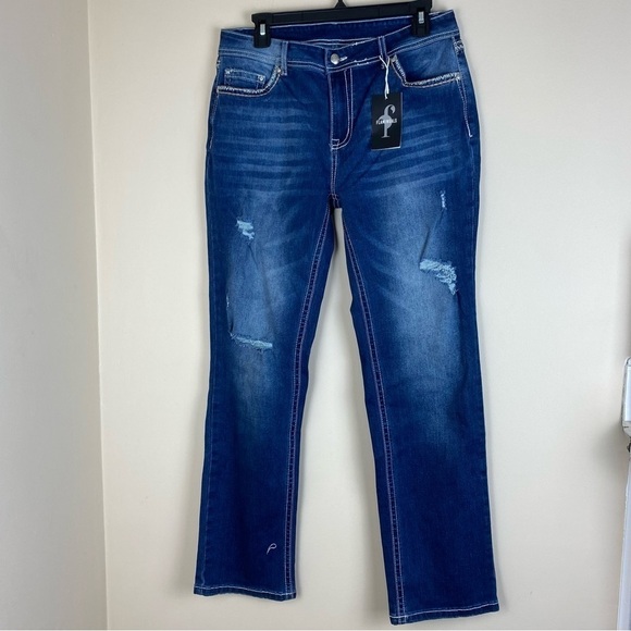 Pants - Vintage style embroidered blue pants NWT size Large